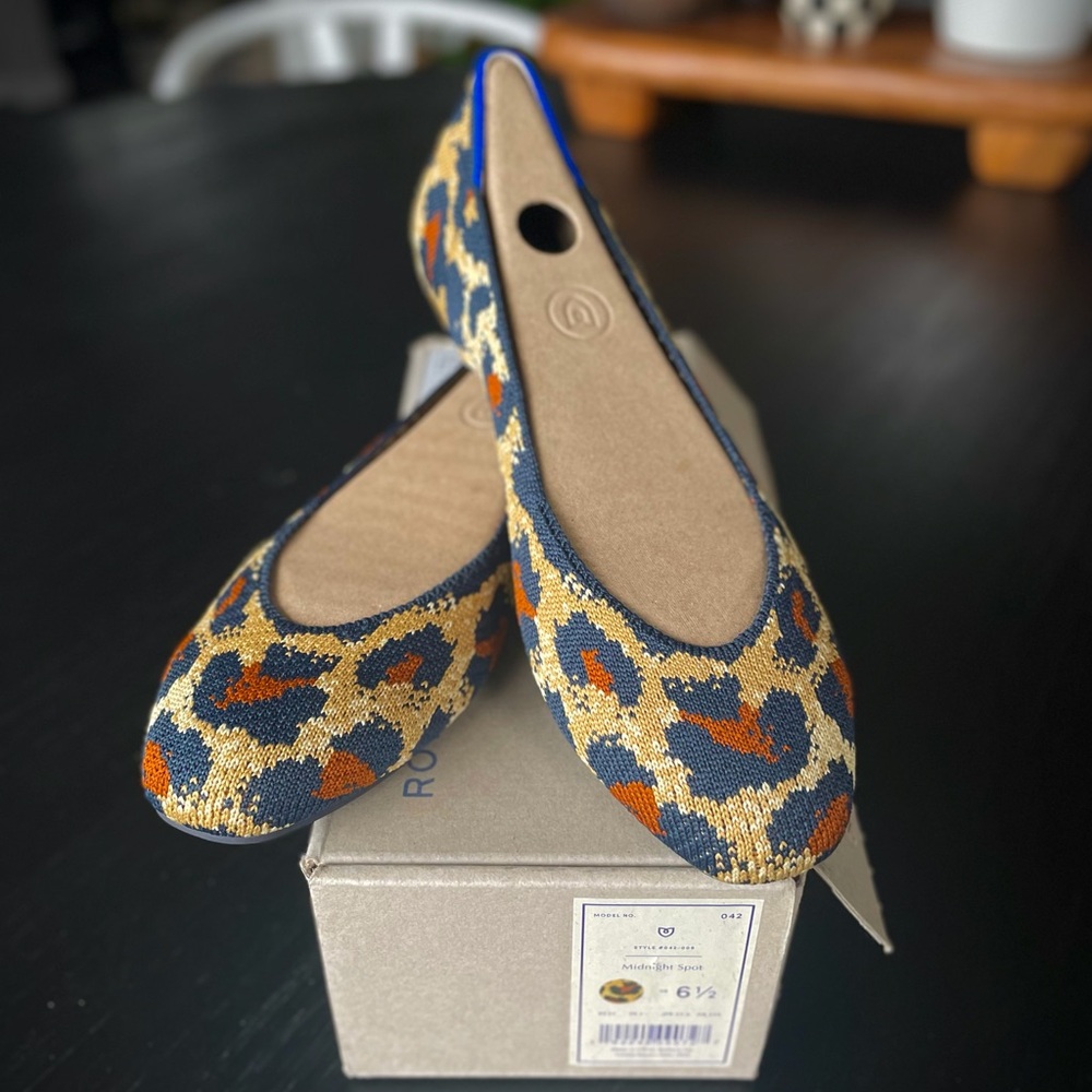 ROTHY’S The Square Ballet Flat in Midnight Spot, Size 6.5
